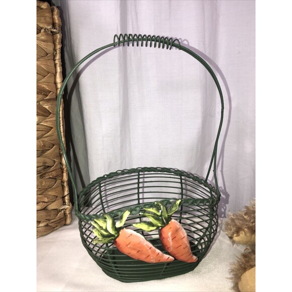 Vtg Easter decor lot  egg basket/Brass Button Collectable bunny plush/candles - Picture 5 of 16